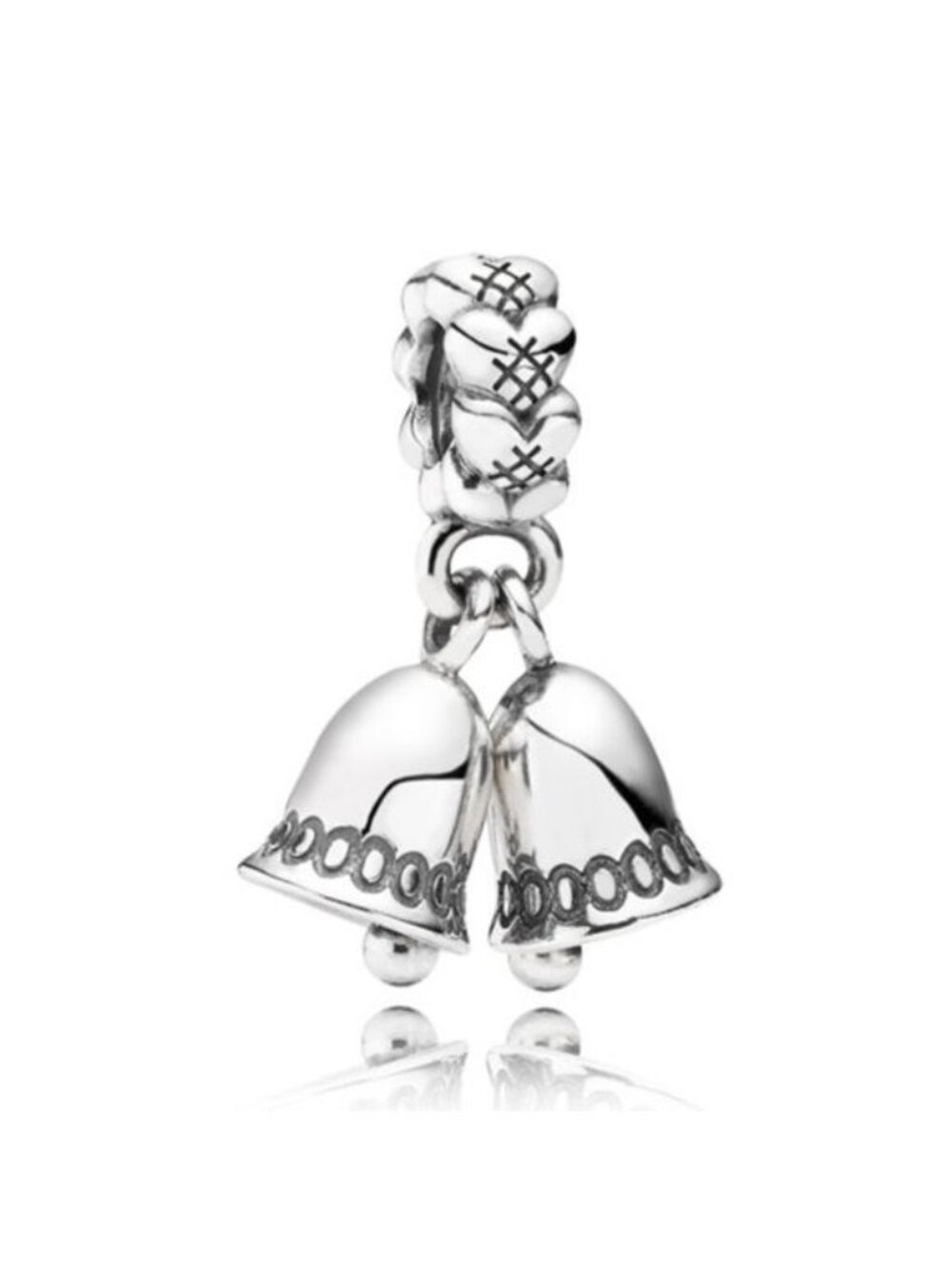 Pandora Retired Sterling Silver Silver Bells Christmas Dangle Bead - 791230